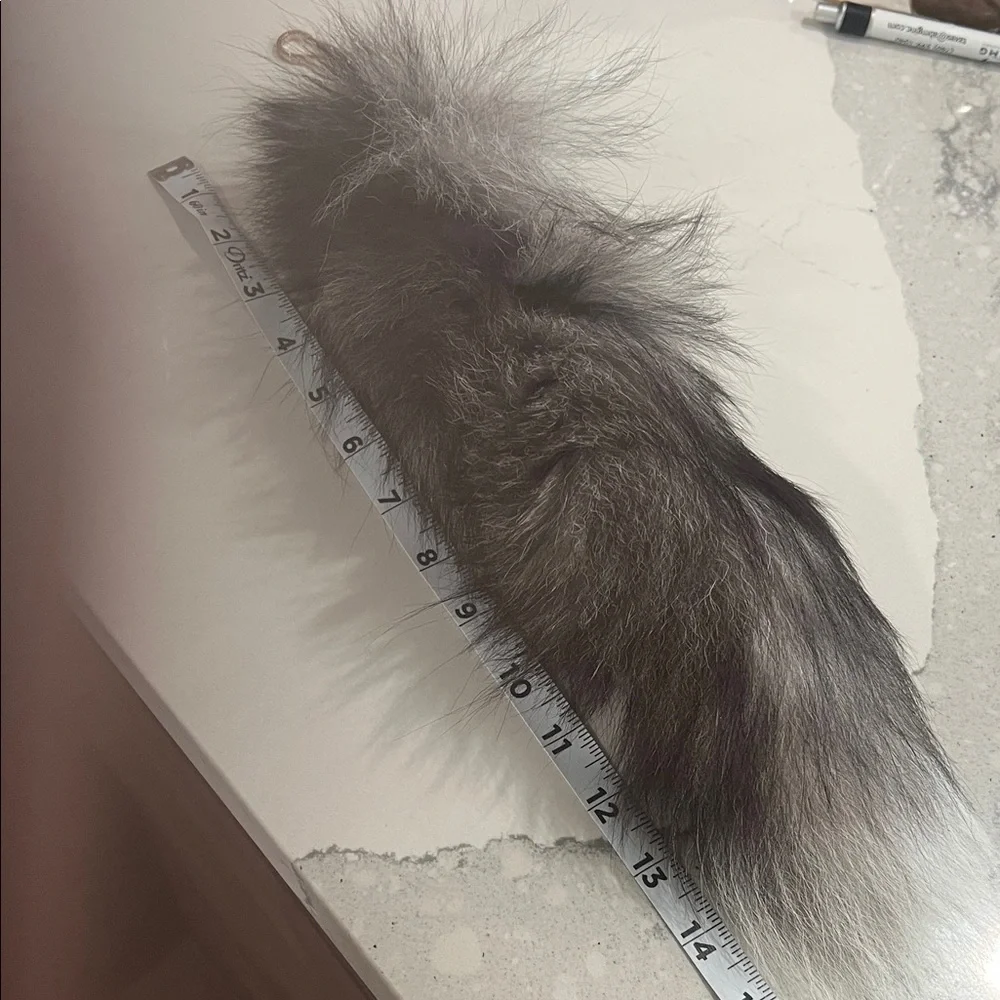 Elegant‎ Gray Fox Fur Keychain Accessory